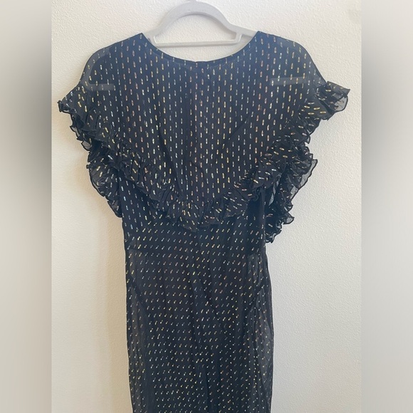 Rat and Boa Black Metallic Giorgia short sleeve V neck maxi dress L - Picture 9 of 13